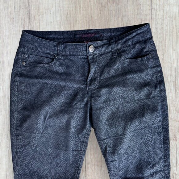 LIVERPOOL Black Gray Snake Python Print Stretch Denim Skinny Jeans Pants 10 12 - Picture 3 of 6